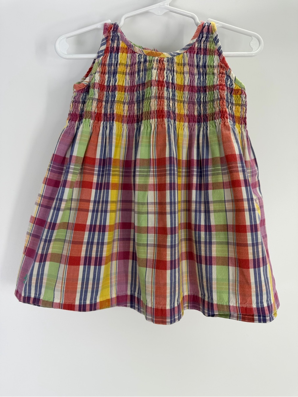 Ralph Lauren Girls Multi-Color Check Smock Sleeveless Dress Size 6-12 Months